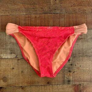 California waves womens size medium coral pink lace bikini bottom